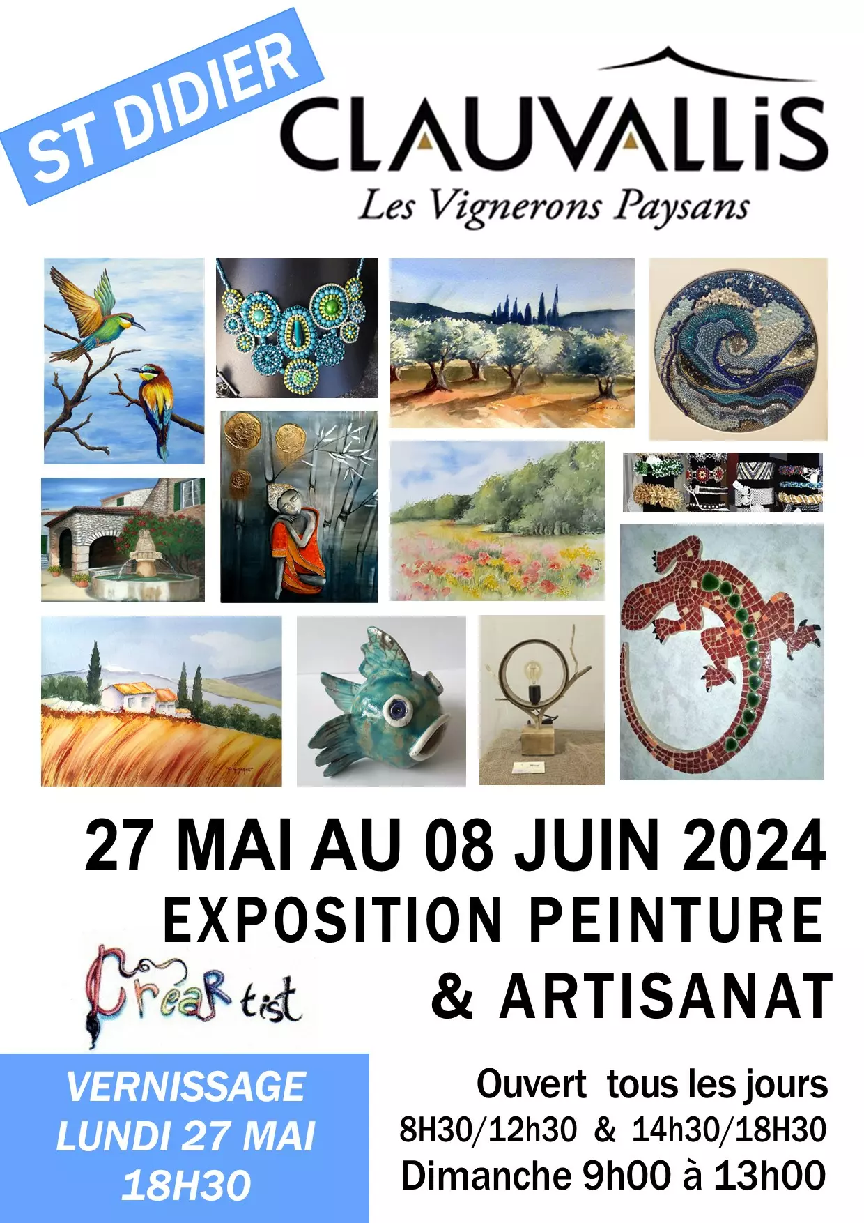 EXPOSITION CREARTIST DU 27 MAI AU 8 JUIN