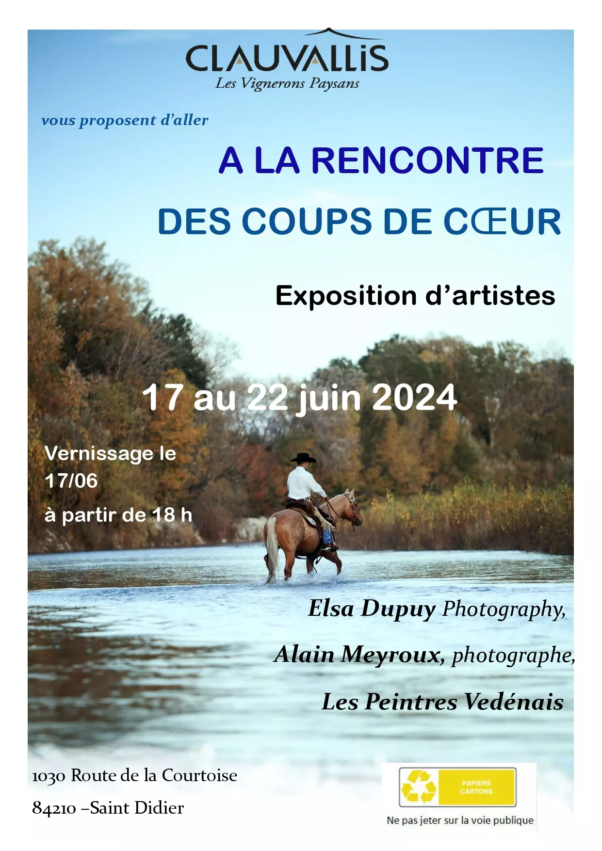 Exposition Espace Clauvallis du 17 au 22 juin